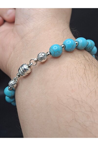 Han Ticarethane Özel Tasarım Mıknatıslı Firuze Doğal Taş Bileklik Tesbih