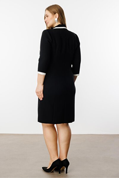 Gilda 8058 Striped Stone Detail Double Breasted Dress