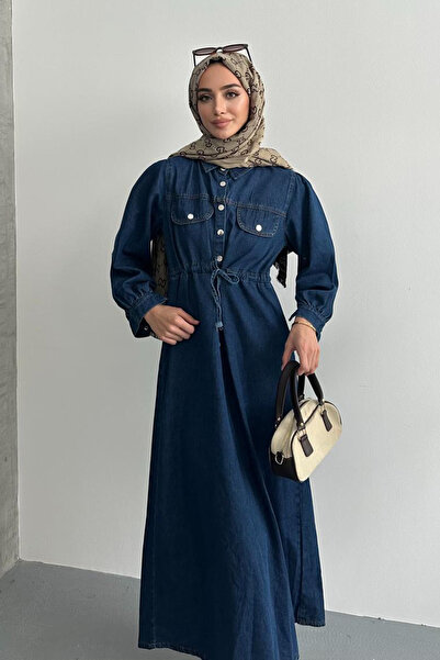 YAREN CLARA Neyla Mavi Tesettür Kot Elbise YRN-2131