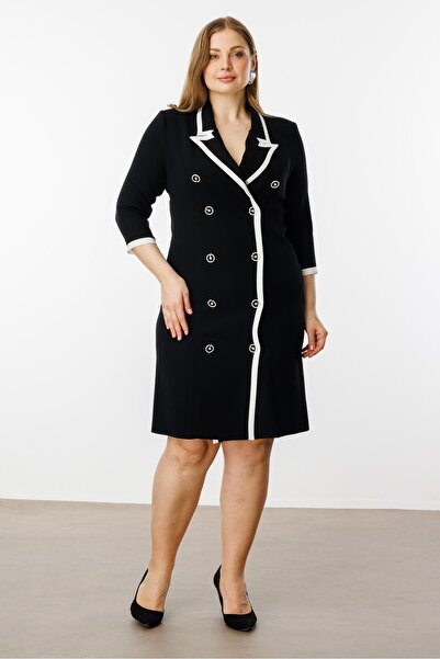 Gilda 8058 Striped Stone Detail Double Breasted Dress