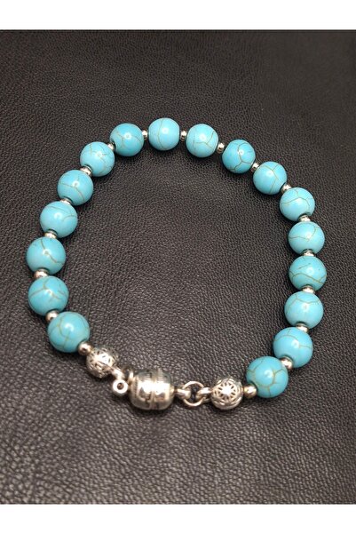 Han Ticarethane Özel Tasarım Mıknatıslı Firuze Doğal Taş Bileklik Tesbih