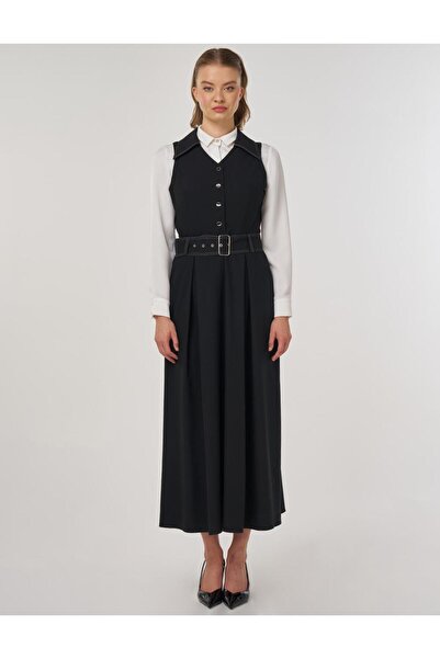 KYR Belted Viscose Dress Black