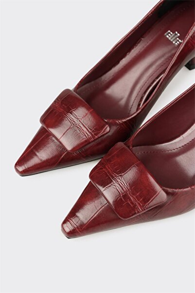 Elle Shoes Bordo Kadın Orta Topuk Ayakkabı