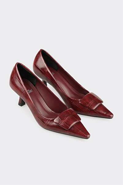 Elle Shoes Bordo Kadın Orta Topuk Ayakkabı