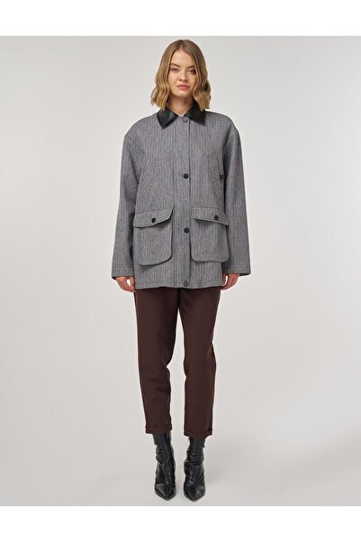 Kayra Μπουφάν Şömizye με τσέπες και γιακά ινδικό χρώμα