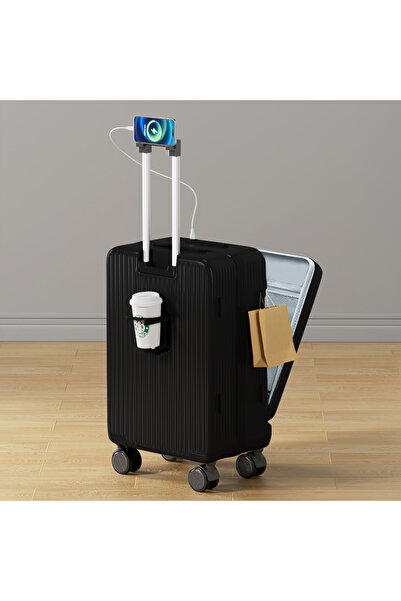 ETG حقيبة يد أمامية مقاس 20 بوصة: غطاء صلب للكمبيوتر الشخصي، عجلات دوارة، حامل أكواب/هاتف، منفذ USB