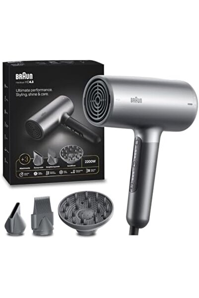 Braun HD4.3 Hair Dryer, High-Performance Styling with 2200W Motor, Touch Control, and Ion Technology