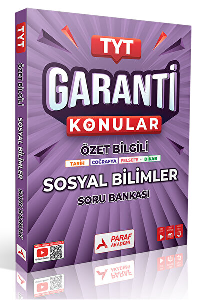 paraf yayınları TYT Sosyal Bilimler Garanti Konular Soru Bankası (Tarih-Coğrafya-Felsefe-Din Kültürü)
