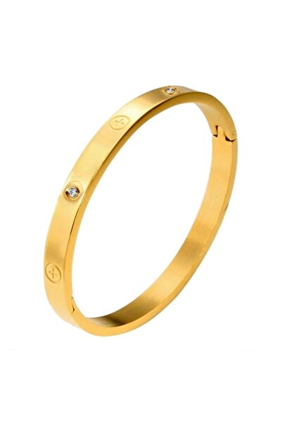 KESNUP Brățară fixă ​​din oțel inoxidabil placat cu 24K, mărimea S, aur