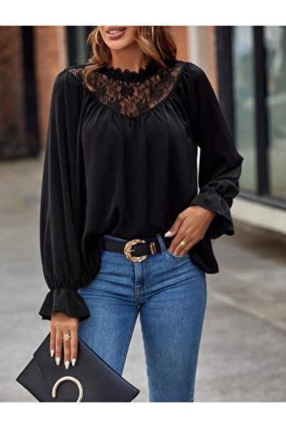 JANES Women's Long Sleeve Lace Casual Sandy Blouse