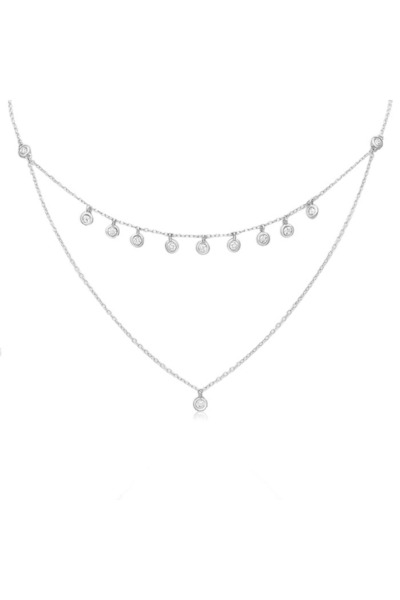 Silver berry Silver S925 Colier Bubbles decorat cu Diamante Simulate