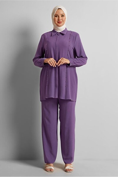 Alvina Beaded Detail Plus Size Pants Suit 20731