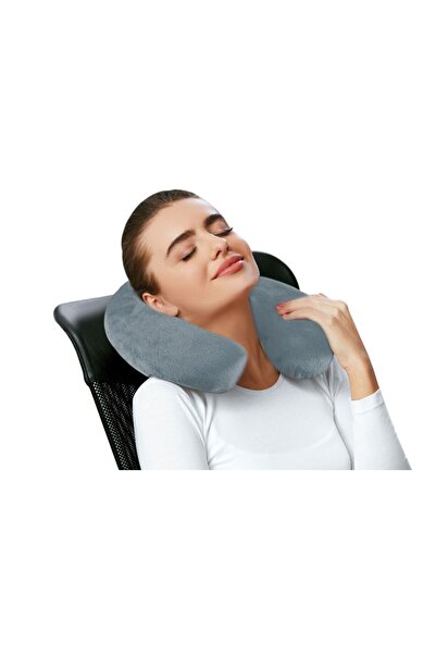 zola Travel neck pillow, Zola®, memory foam, removable cover, grey, 28.5x8.5x28 cm
