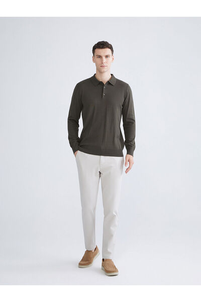 LC Waikiki Khaki Polo Neck Men's Knitwear Sweater