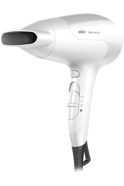 Braun Satin Hair 3 HD380 Hair Dryer with Ionic Function, White, 2000W