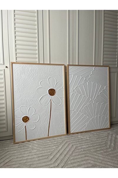 LABİELLA CONCEPT PAPATYA YELPAZE İKİLİSİ DOKULU TABLO ÇERÇEVELİ BOHEME DEKORA...