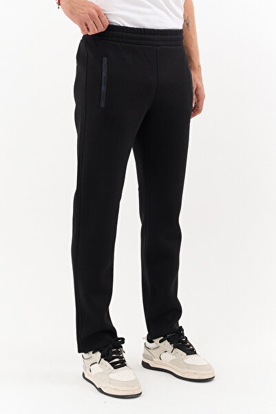 Shooter Sportswear Чоловічі зимові чорні спортивні штани на блискавці з кишенями, з флісовою підкладкою, на резинці, три нитки