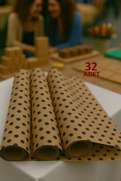 OLİ Art Kraft Black Polka Dot Wrapping Paper 32 Pieces 70X100Cm Gift Packaging Gift Paper
