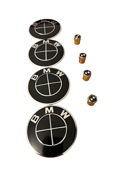 İKTUNING BMW LOGO 56 MM ALÜMİNYUM (SİYAH-GÜMÜŞ) JANT GÖBEK STICKER 4 ADET BMW...