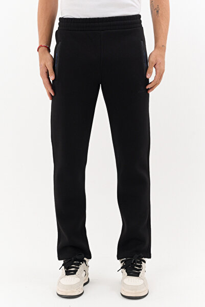 Shooter Sportswear Чоловічі зимові чорні спортивні штани на блискавці з кишенями, з флісовою підкладкою, на резинці, три нитки