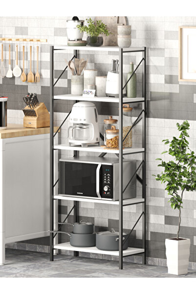 EGEMEV Metal Mutfak Rafı Malzeme Dolabı 5 Raflı Mikrodalga Fırın Rafı Çok Ama...