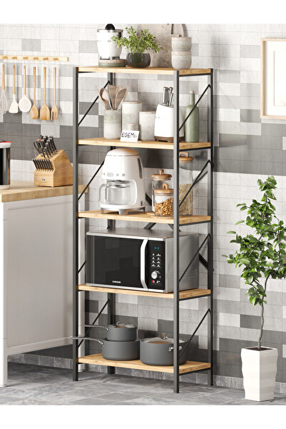 ODİNA Metal Mutfak Rafı Malzeme Dolabı 5 Raflı Mikrodalga Fırın Rafı Çok Amaç...