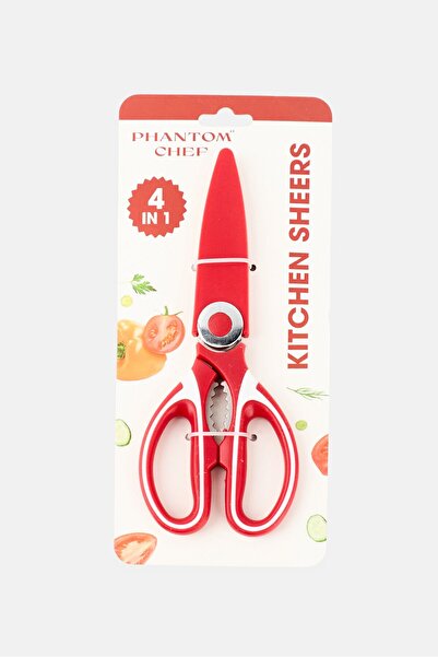 Phantom Chef 4 In1 Kitchen Scissors, Red