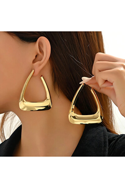 Choice Golden Exaggerated Irregular Geometric Hoop Earrings Fashion Simple Versatile Perfect Women's Daily
