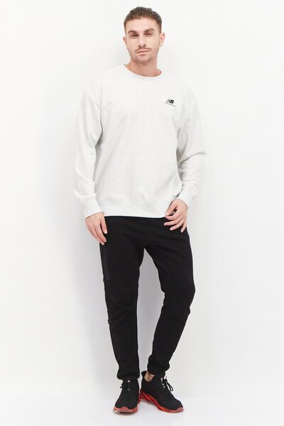 New Balance Men Sportswear Fit Crew Neck Long Sleeves Running Sweatshirt, Off White