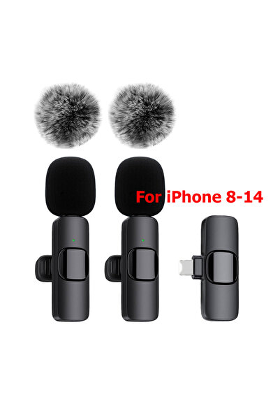 Choice 2in1For iPhone 8-14 NEW Wireless Lavalier Microphone Audio Video Recording Mini Mic For iPhone Andro