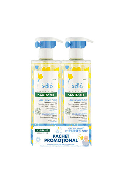Klorane Bebe Συσκευασία αφρώδους τζελ για παιδιά, 500ml + 500ml,
