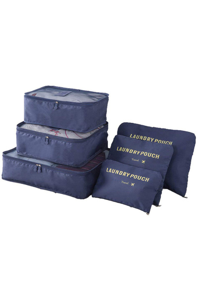 zola Set of 6 travel bag organizers, Zola®, with zipper, different sizes, 2 l, dark blue