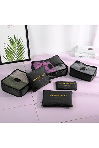 zola Set of 6 travel luggage organizers, with feormoar, different sizes, black