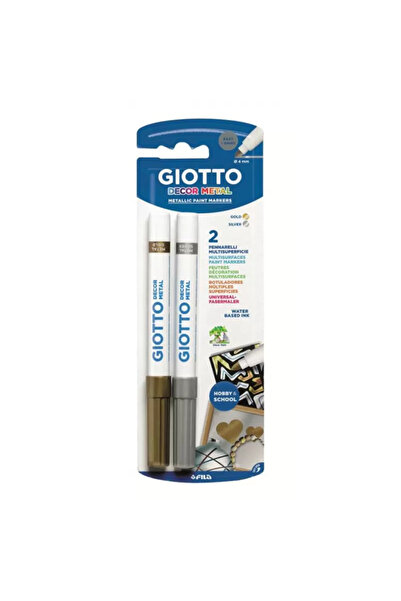 Giotto Set 2 Metallic Markers, Gold and Silver, Decor