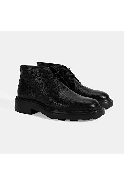 Desa Men's Black Lace-Up Leather Boots