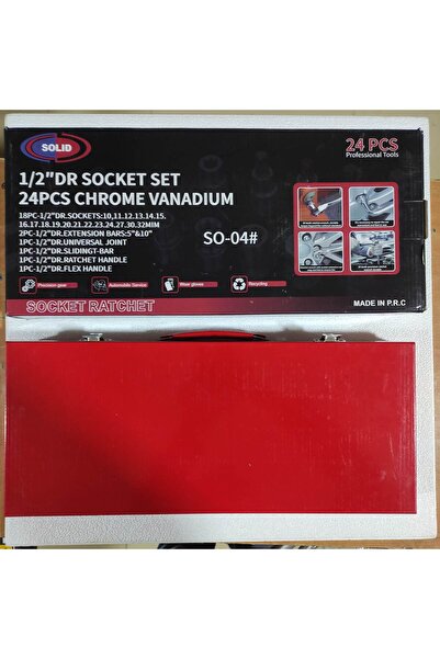 Solid 24 Piece Socket Wrench Set 1/2 Metal Case Vanadium Steel