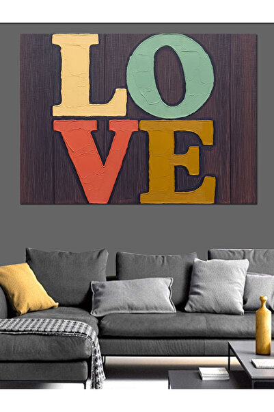 KanvasSepeti Text colorat cu tematică de dragoste Pictură în ulei de înaltă c...