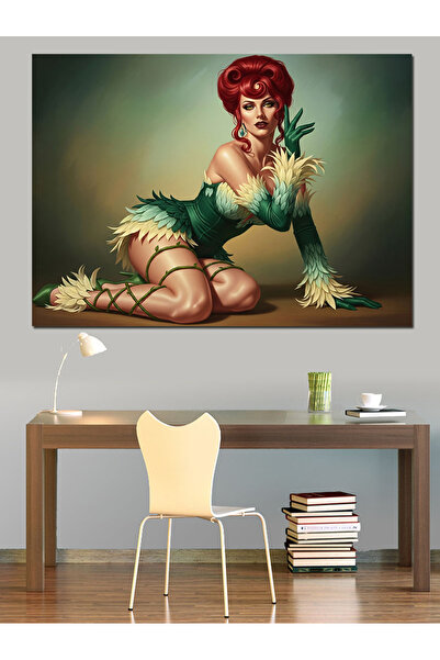 Artmeg Femeie vintage în rochie verde - Tablou decorativ din pânză - Lemn MDF
