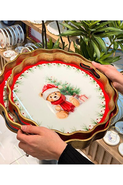 Onedekor 2li Teddy Red Lüks Tepsi