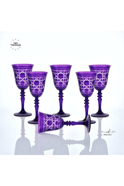 AKDEN STORE Crystal Decor Colorful Set of 6 Glasses, Water Glasses, Soft Drink Glasses