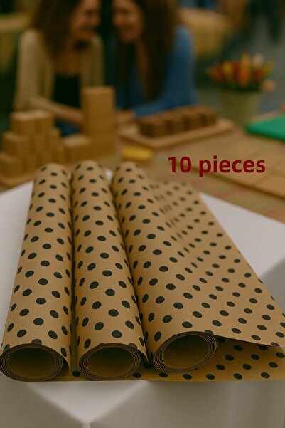 OLİ Art Kraft Black Polka Dot Wrapping Paper 10 Pieces 70X100Cm Gift Packaging Gift Paper Flower Paper