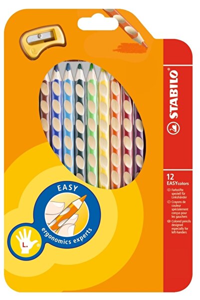Stabilo Vopsea uscată Easycolours pentru stângaci, 12 culori