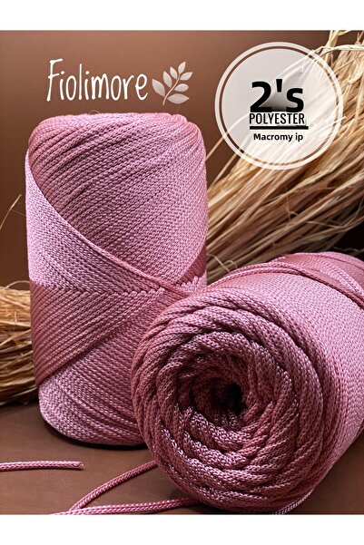 Fiolimore Pachet de 2 fire de poliester trandafir uscat macrame (400 GRAM-460...