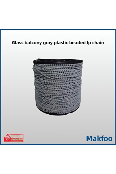 GLASSMAKRO Glass Balcony Plastic Gray Beaded Rope Chains - 100 Meters