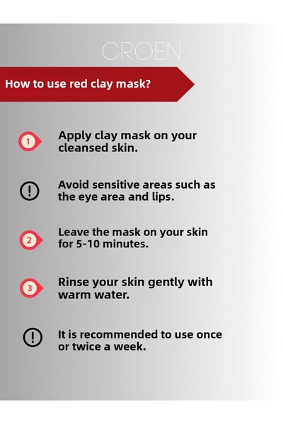 Croen Beauty Red Clay Mask with Gift |   Pore Tightening |   Blackhead Mask and Anti-Oil, 100 ml