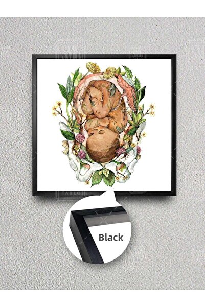 SML TABLO Flori ale nașterii în interiorul unei femei însărcinate, birou de maternitate, sala de examinare, pictură pe pânză pătrată înrămată