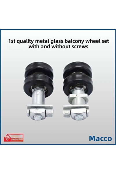 GLASSMAKRO 1. Quality 2 Pieces with Caster + 2 Pieces Without Caster Metal Glass Balcony Caster Set