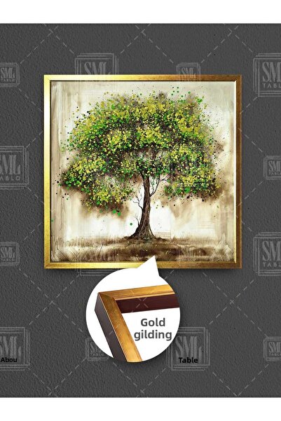 SML TABLO Синьо-зелено листоносно дърво Пейзаж Природа Природен пейзаж Картина върху платно с рамка