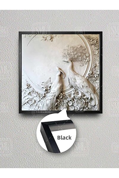 SML TABLO Две пауни стена скулптура мраморна стена декорация декоративна рамка квадратна платно картина