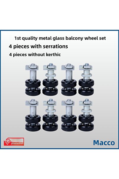 GLASSMAKRO 1. مجموعة عجلات للشرفة من الزجاج المعدني عالية الجودة، 4 قطع مع وب...